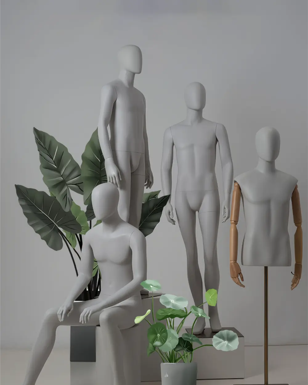 Gray standing seated half-length adjustable male mannequin visual merchandising female and male clothes mannequin for sale in storefront window display Wholesale Bulk Factory Richenma ( (12) Gray standing seated half-length adjustable male mannequin visual merchandising female and male clothes mannequin for sale in storefront window display Wholesale Bulk Factory Richenma ( (7)