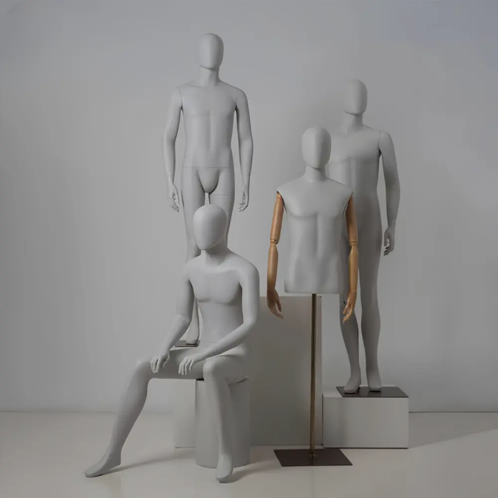 Gray standing seated half-length adjustable male mannequin visual merchandising female and male clothes mannequin for sale in storefront window display Wholesale Bulk Factory Richenma ( (13) Gray standing seated half-length adjustable male mannequin visual merchandising female and male clothes mannequin for sale in storefront window display Wholesale Bulk Factory Richenma ( (7)