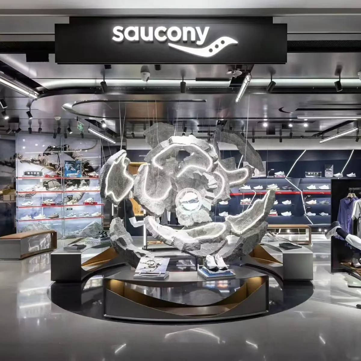 Fiberglass interior Artificial Fake Stone Faux Indoor Landscaping manufactured Rock for Window Display Creative Hollow Rockery boulders Arc'teryx, Saucony, Tanboer and other sport (3)