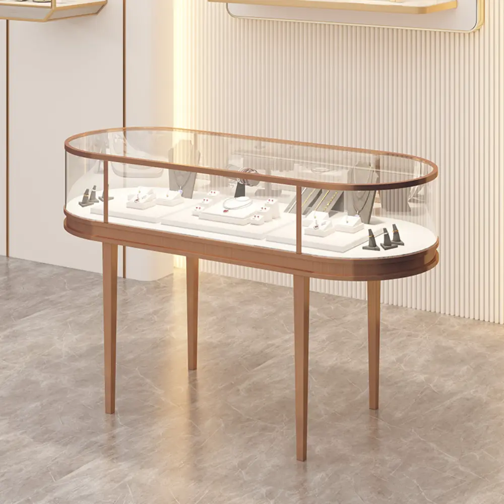 High-end Stainless Steel Glass Jewelry Display Cabinet-Morshopfitting (4)