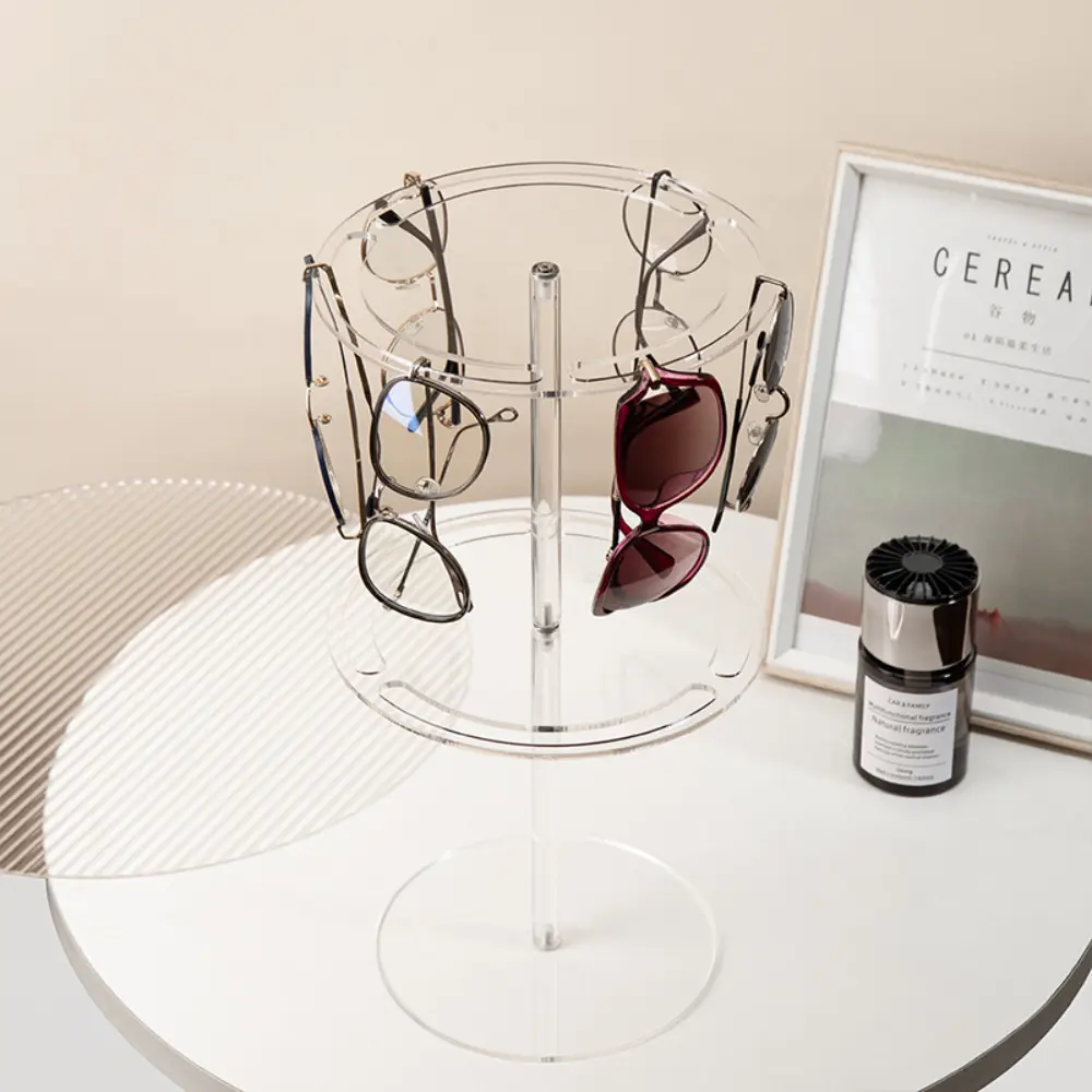 360° Rotating Acrylic Eyewear Display Stand Crystal Clear Desktop Sunglasses Organizer Multi-Tier Rotating Glasses Showcase-Morshopfitting (10)