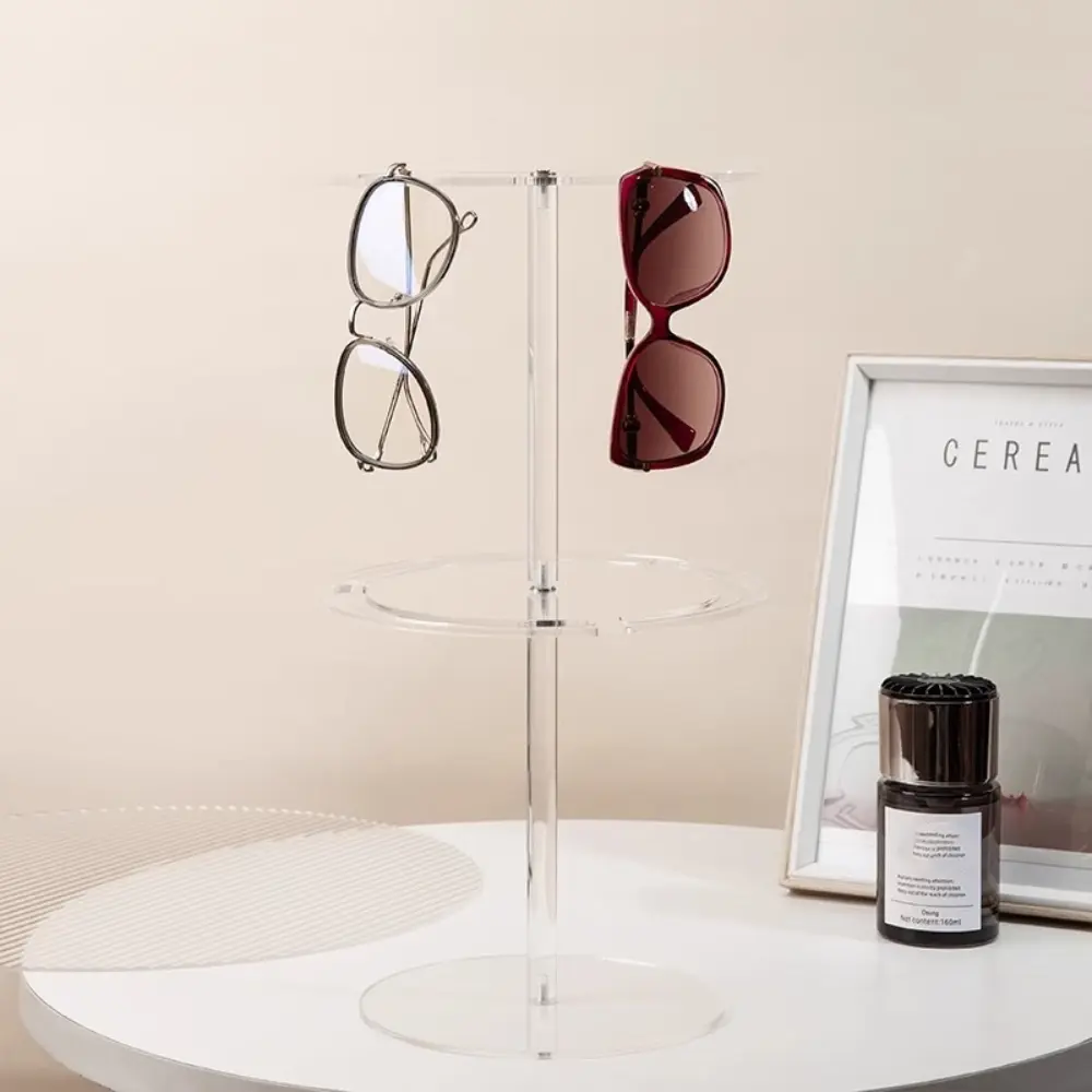 360° Rotating Acrylic Eyewear Display Stand Crystal Clear Desktop Sunglasses Organizer Multi-Tier Rotating Glasses Showcase-Morshopfitting (11)