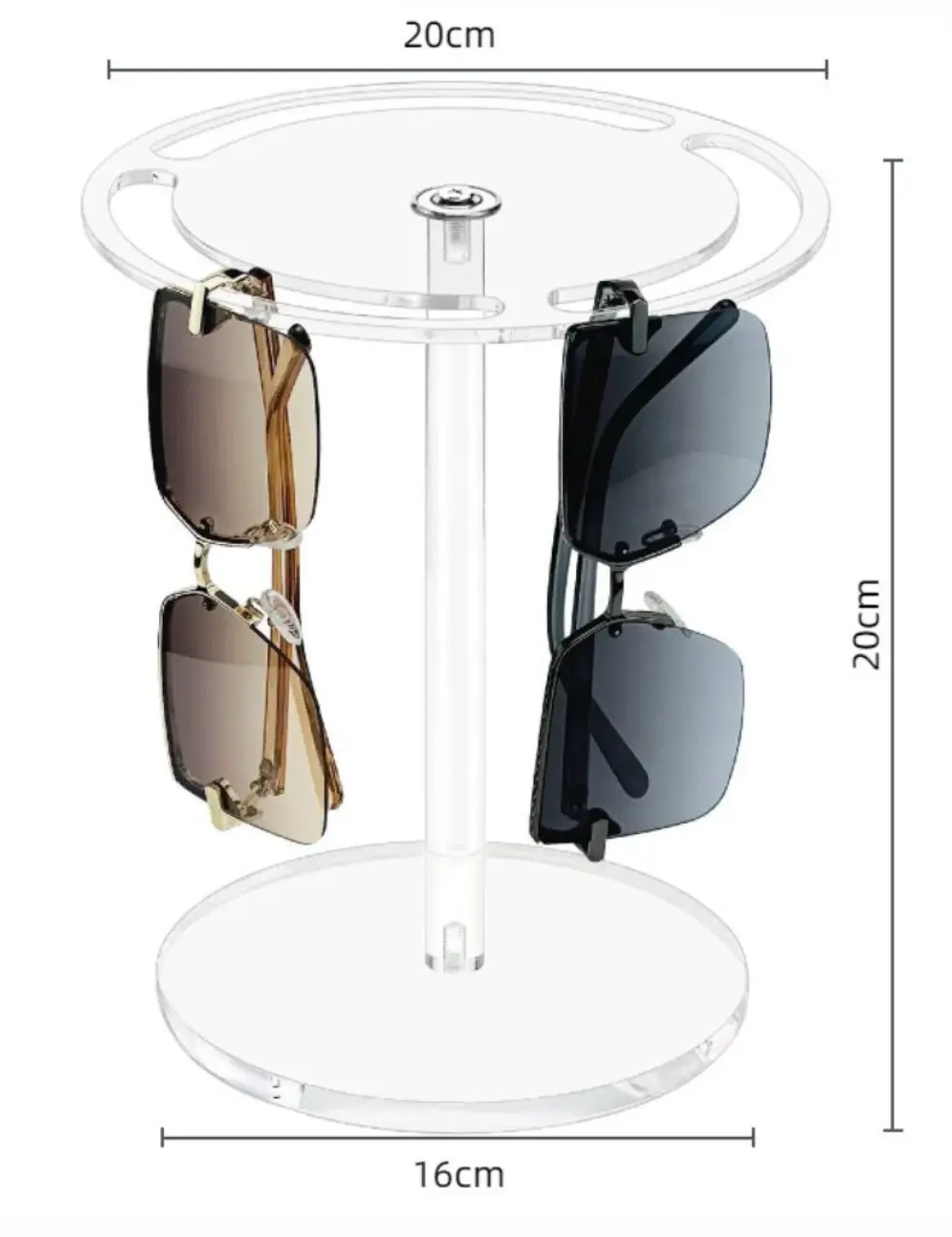 360° Rotating Acrylic Eyewear Display Stand Crystal Clear Desktop Sunglasses Organizer Multi-Tier Rotating Glasses Showcase-Morshopfitting (14)