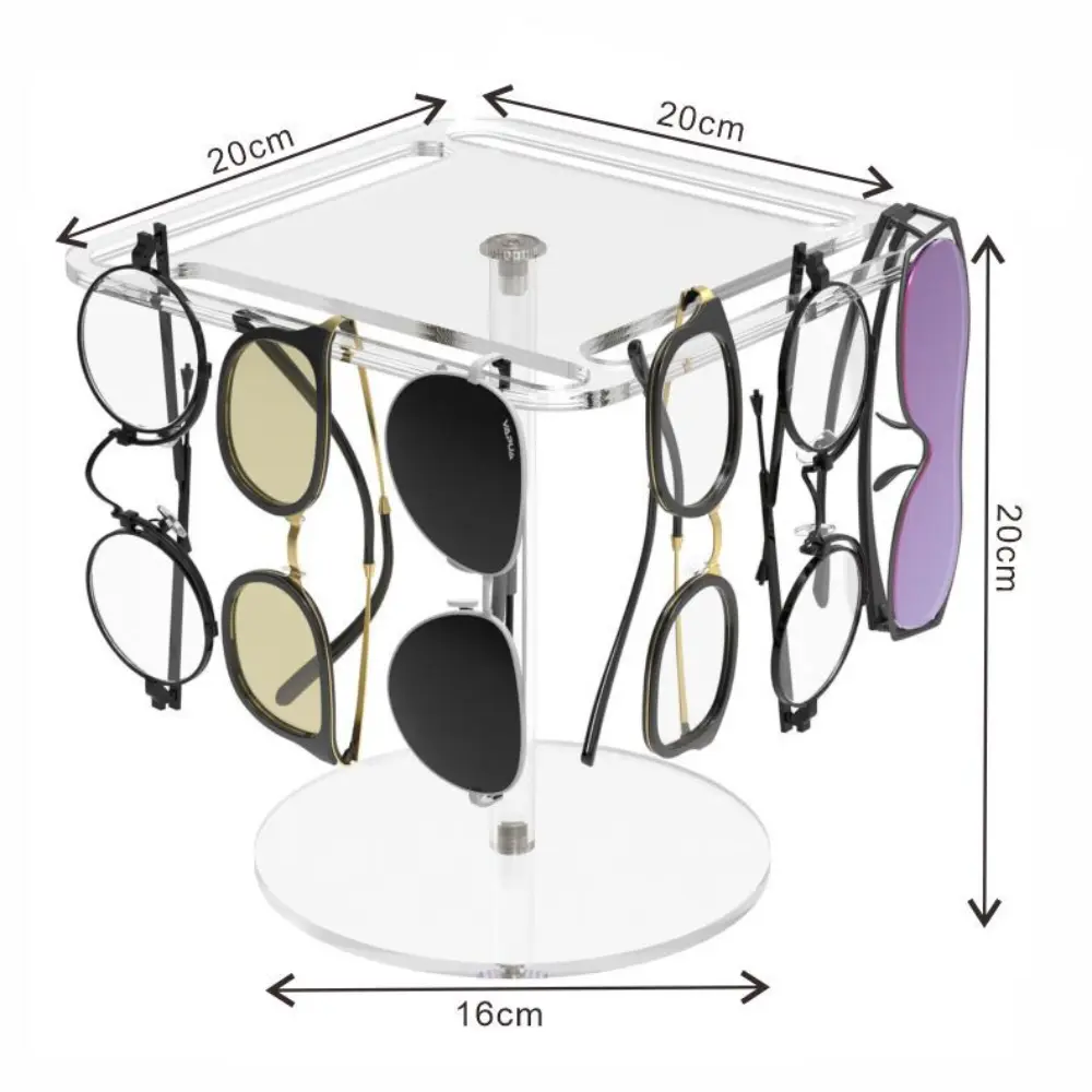 360° Rotating Acrylic Eyewear Display Stand Crystal Clear Desktop Sunglasses Organizer Multi-Tier Rotating Glasses Showcase-Morshopfitting (15)