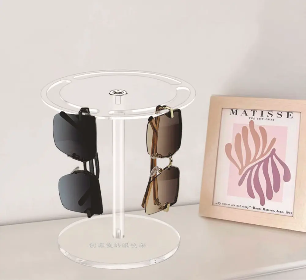360° Rotating Acrylic Eyewear Display Stand Crystal Clear Desktop Sunglasses Organizer Multi-Tier Rotating Glasses Showcase-Morshopfitting (19)