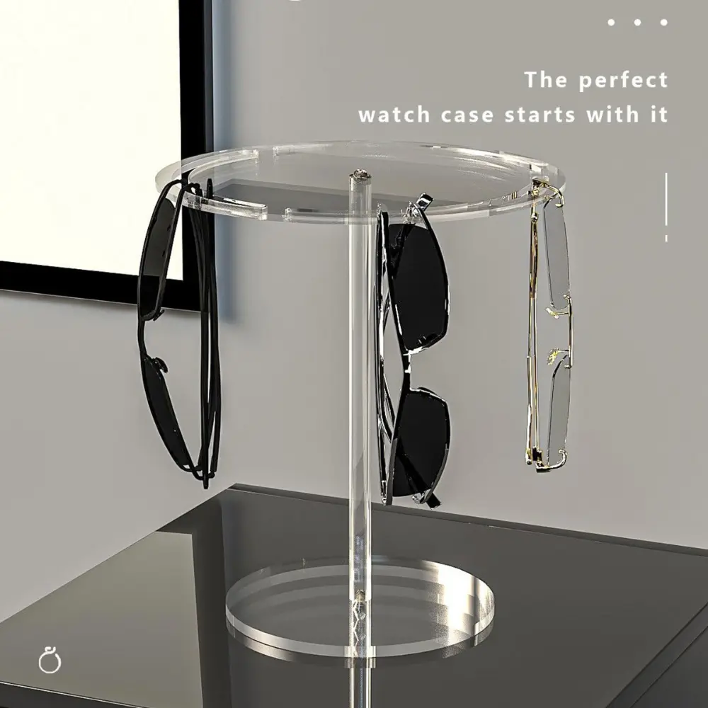 360° Rotating Acrylic Eyewear Display Stand Crystal Clear Desktop Sunglasses Organizer Multi-Tier Rotating Glasses Showcase-Morshopfitting (2)