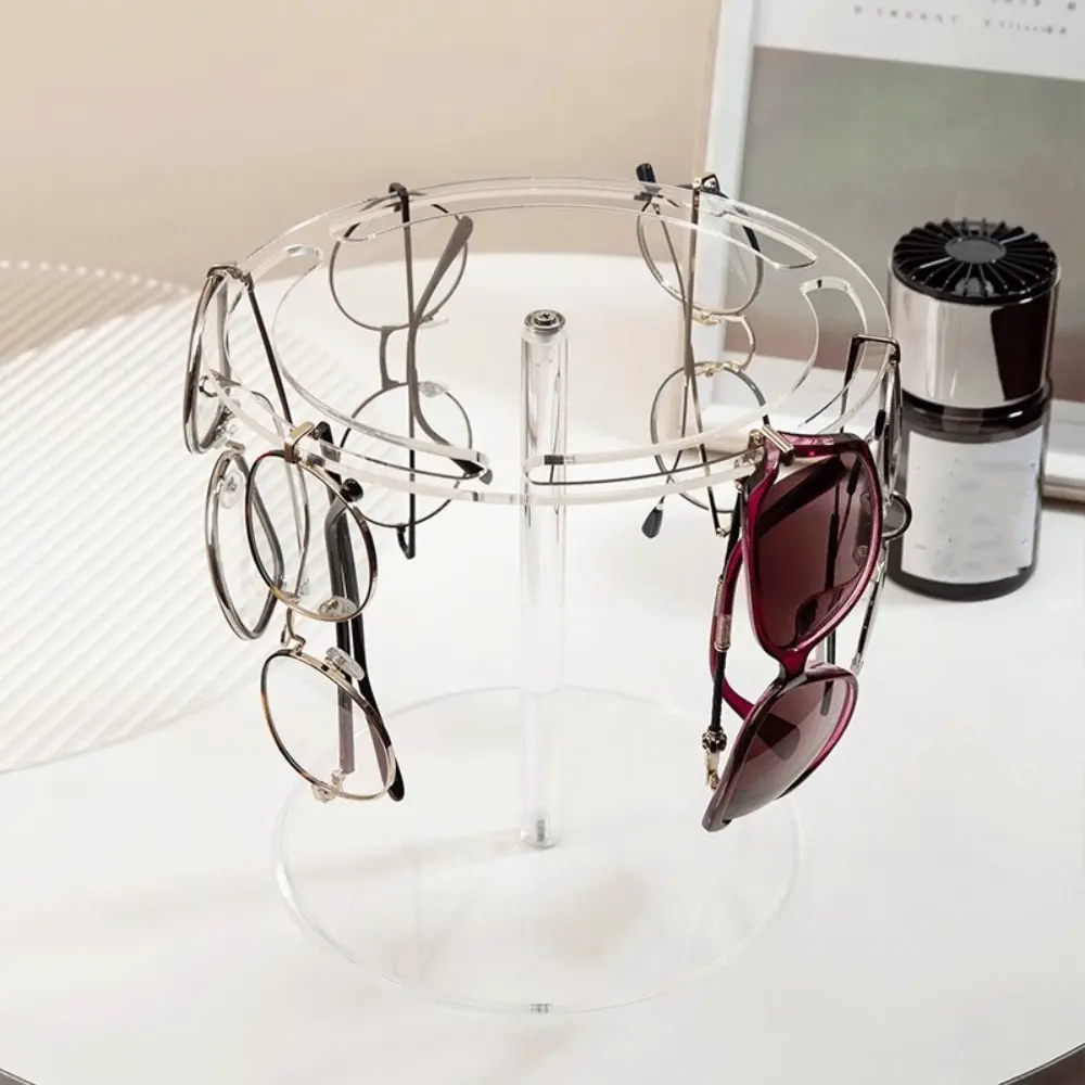 360° Rotating Acrylic Eyewear Display Stand Crystal Clear Desktop Sunglasses Organizer Multi-Tier Rotating Glasses Showcase-Morshopfitting (5)