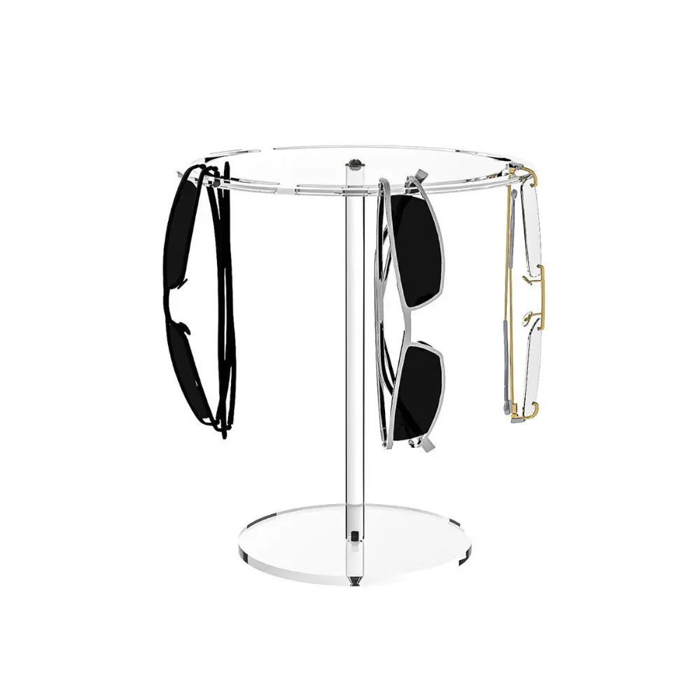 360° Rotating Acrylic Eyewear Display Stand Crystal Clear Desktop Sunglasses Organizer Multi-Tier Rotating Glasses Showcase-Morshopfitting (6)